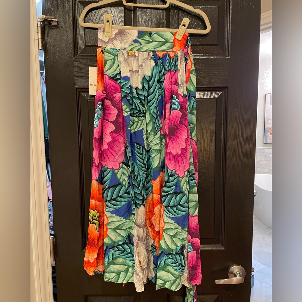 Mara Hoffman NWT vibrant floral midi tie waist skirt size 2